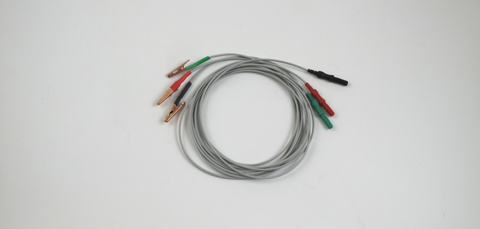 Alligator clip electrode leads, set of 3