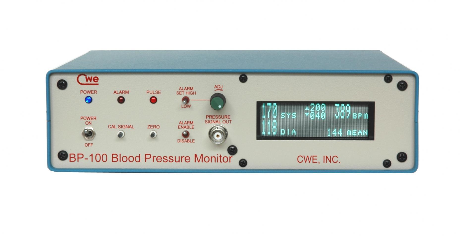 CWE Automated Direct Blood Pressure Monitor, standard, diastolic, mean, and HR are reported