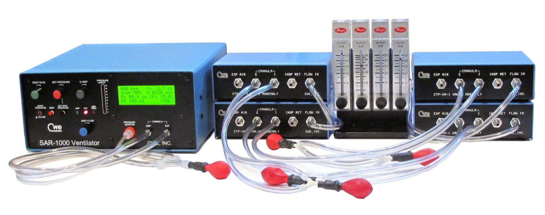 Ventilate up to 5 animals with 1 Ventilator Ventilate up to 5 Animals Simultaneously with 1 CWE Ventilator